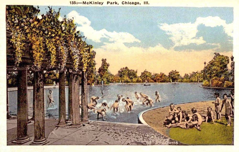 POSTCARD - CHICAGO - MCKINLEY PARK - W 37TH AND S ROBEY AND W 39TH AT S WESTERN BLVD AND ARCHER AVE - TINTED - c1920