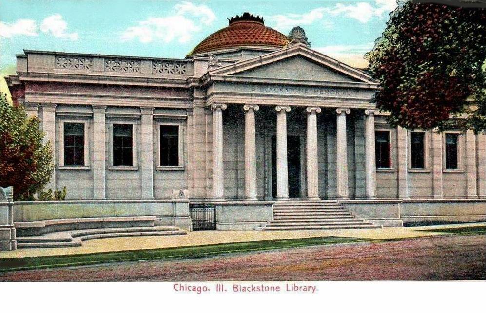 POSTCARD - CHICAGO - BLACKSTONE LIBRARY - 4904 S LAKE PARK - KENWOOD NEIGHBORHOOD - LIBRARY OPENED 1904 - REALLY NICE VERSION - TINTED - c1910