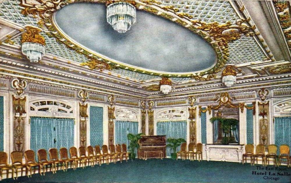 POSTCARD - CHICAGO - HOTEL LA SALLE - THE EAST ROOM - TINTED - 1910